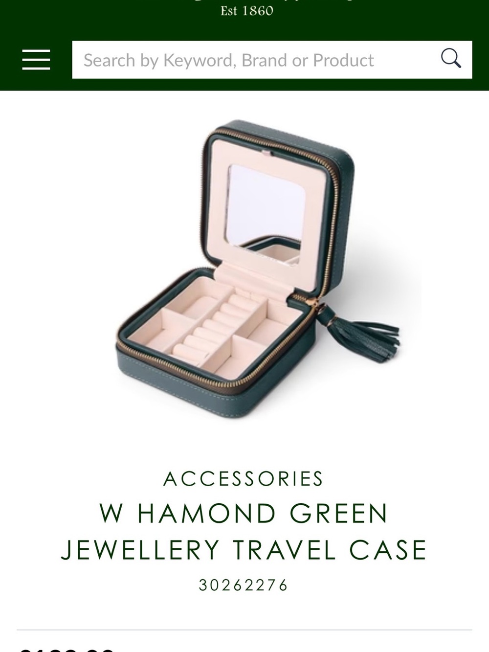 Green Jewellery Travel Case